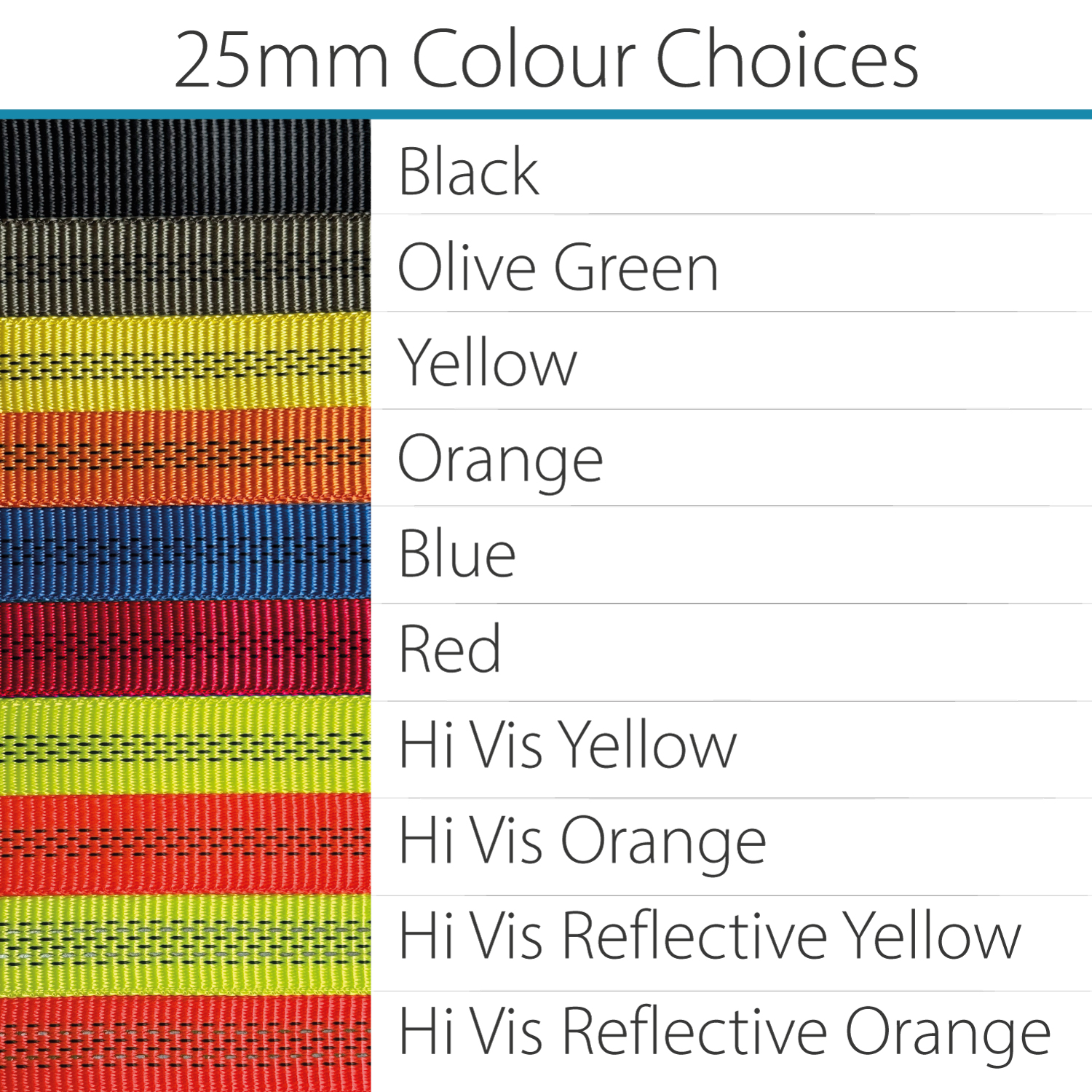 25mm Webbing Colour Choices
